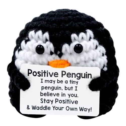 FORYNXHWIN Lustiger positiver Pinguin, niedlicher Mini-Häkelpinguin mit Karte, handgemachte Häkel-Positive Tiere, Geschenke für Frauen und Männer, Geburtstagsgeschenk, Party-Dekoration von FORYNXHWIN