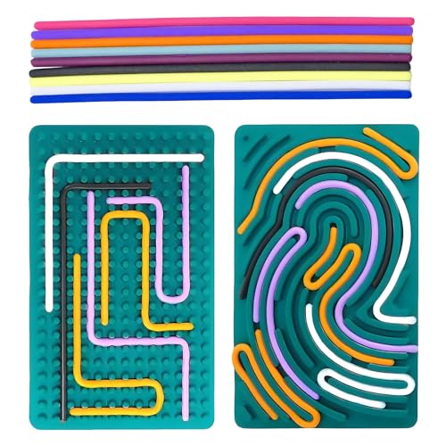 FORYNXHWIN Sensorik Activity Board, Doppelseitiges Sensorisches Spielzeug, Silikon Sensorikspielbrett für Kinder 3+ & Erwachsene zur Stressabbau, ADHD und Autismus, mit 10 Stäbe von FORYNXHWIN