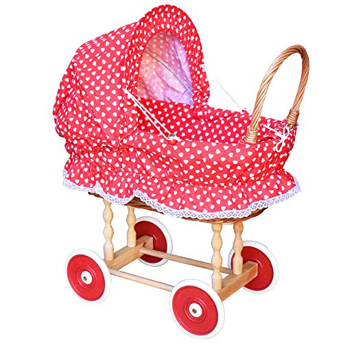 Puppenwagen aus Weide Holz Weidenwagen Kinderwagen Weidenpuppenwagen Herzchen HR von FORYOURPROTECTION