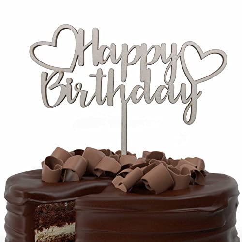Personalisierte Cake Topper aus Holz Tortenstecker mit Namen Geburtstag Hochzeit Taufe Kommunion Torten Kuchen Deko (Happy Birthday) von FOTOFOL