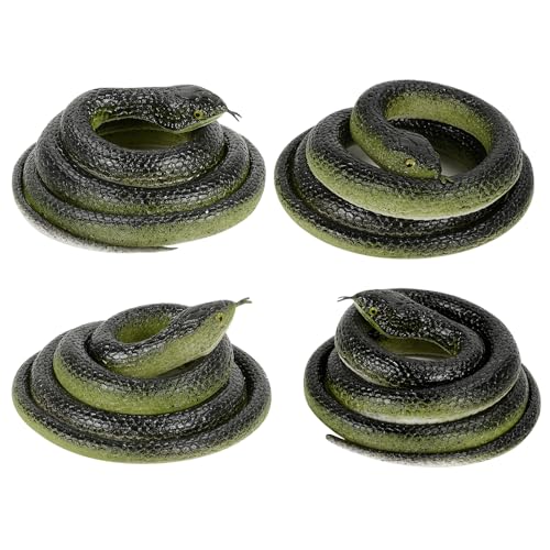 FOUUAAOOU Realistische Gummischange, 4 Stück Gefälschte Schlange Schwarze Mamba Schlangen zum Halten von Vögeln Gummischlange Spielzeug für Garten Requisiten, Streiche Halloween Dekoration (Cyan) von FOUUAAOOU
