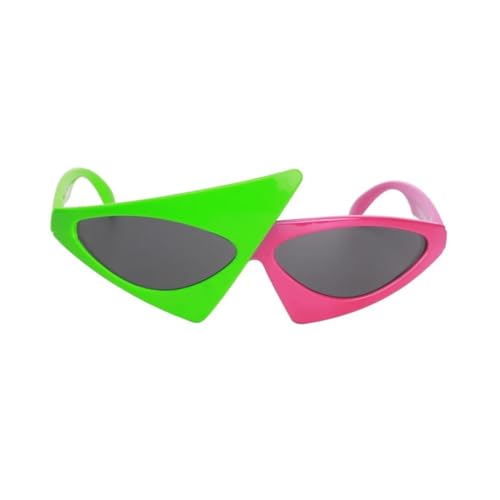 FOVAOK Lustige Brille mit grünem rosa Kontrast, Hip-Hop, asymmetrisch, dreieckig, Party-Dekorationen (A 05) von FOVAOK