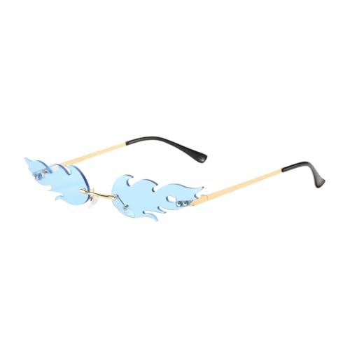 FOVAOK Modische Sonnenbrille für Damen, Metallrahmen, blendfrei, für Party, Cosplay, Goldfarben, Blau FOVAOK Modische Sonnenbrille für Damen, Metallrahmen, blendfrei, für Party, Cosplay, Goldfarben, Blau von FOVAOK