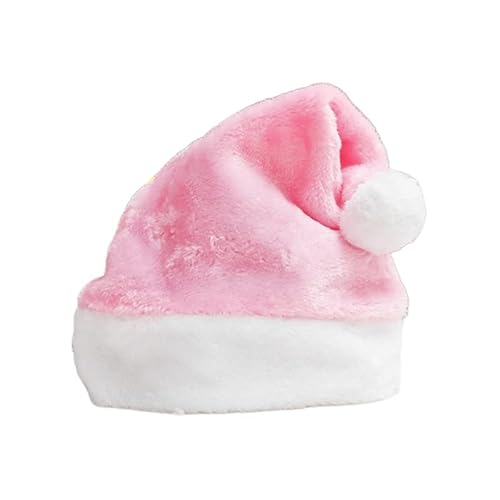 FOVAOK Winter-Weihnachtsmütze für Herren und Damen, Karneval, Weihnachtsmann, dicke Mütze mit Pompon, mehrfarbig, für Erwachsene und Kinder, warmer Samt, Cosplay-Mütze (Rosa) von FOVAOK