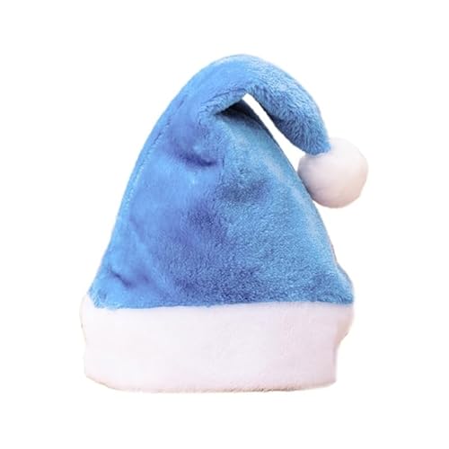 FOVAOK Winter-Weihnachtsmütze für Herren und Damen, Karneval, Weihnachtsmann, dicke Mütze mit Pompon, mehrfarbig, für Erwachsene und Kinder, warmer Samt, Cosplay-Mütze (Seeblau) von FOVAOK