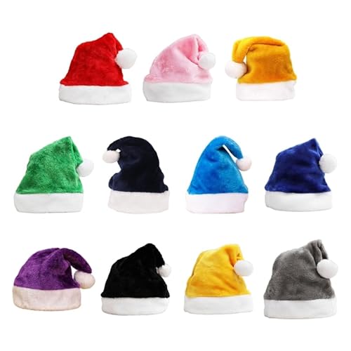 FOVAOK Winter-Weihnachtsmütze für Herren und Damen, Karneval, Weihnachtsmann, dicke Mütze mit Pompon, mehrfarbig, für Erwachsene und Kinder, warmer Samt, Cosplay-Mütze (blau) von FOVAOK
