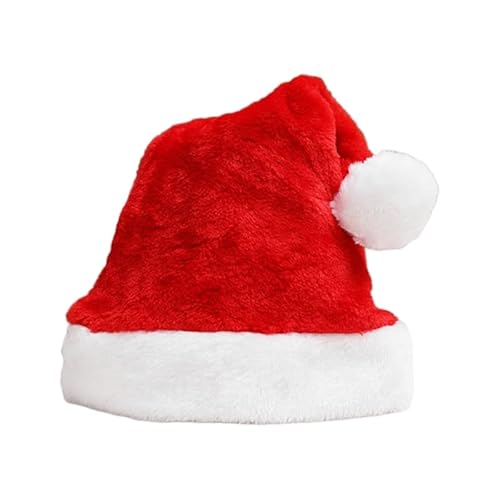 FOVAOK Winter-Weihnachtsmütze für Herren und Damen, Karneval, Weihnachtsmann, dicke Mütze mit Pompon, mehrfarbig, für Erwachsene und Kinder, warmer Samt, Cosplay-Mütze (rot) von FOVAOK