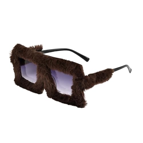Übergroße Plüsch-Sonnenbrille, weich, flauschig, Winter-Sonnenbrille, quadratischer Rahmen, für Party, Weihnachten, Halloween, Neuheit (C4) von FOVAOK