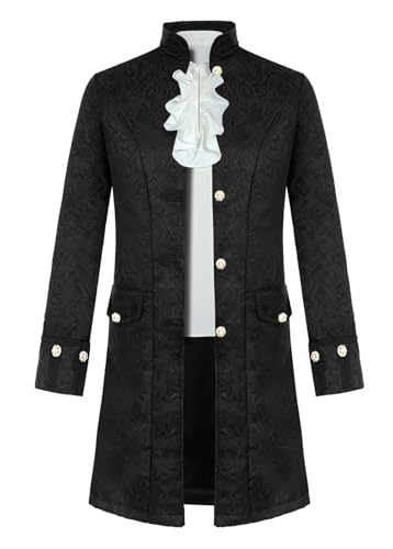 Herren Vintage Steampunk Jacke mit Rüschenhemd Mittelalter Hemd Viktorianischen Gehrock Uniform Set Piraten Cosplay Gothic Mantel Herren für Karneval Fasching Halloween FR045S Herren Vintage Steampunk Jacke mit Rüschenhemd Mittelalter Hemd Viktorianischen Gehrock Uniform Set Piraten Cosplay Gothic Mantel Herren für Karneval Fasching Halloween FR045S von FOVER