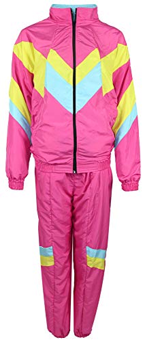 Foxxeo 80er Jahre Kostüm für Erwachsene Premium 80s Trainingsanzug Assianzug Assi - Herren Größe S-XXXXL - Fasching Karneval Anzug, Farbe pink gelb babyblau, Größe: L von Foxxeo
