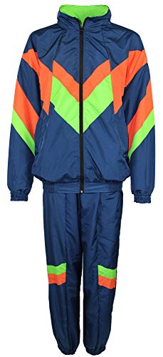 Foxxeo 80er Jahre Kostüm für Erwachsene Premium 80s Trainingsanzug Assianzug Assi - Herren Größe S-XXXXL - Fasching Karneval Anzug, Farbe blau orange grün, Größe: M von Foxxeo