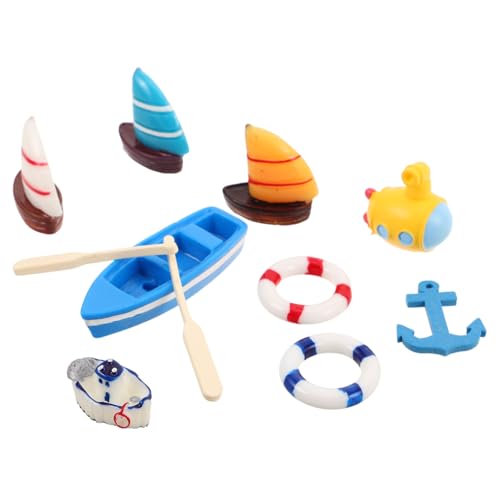 10-teiliges Miniatur-nautikzubehör-Set, Harz, Mini-segelboot-rettungsring-Figuren Für DIY-mikrolandschaften Im Mediterranen Stil, Puppenhaus-Dekorationen von FOYTOKI