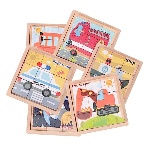 FOYTOKI 1 Satz Cartoon Holzpuzzle für Teiliges mit Beweglichen Bunten Bausteinen Formwahrnehmung für Zuhause und Schule von FOYTOKI