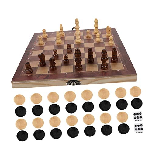 FOYTOKI 1 Satz Faltbares Schachspiel aus Holz Intelligenzspielzeug für Erwachsene Tragbar für Reisen Fördert die Kreativität Familie von FOYTOKI