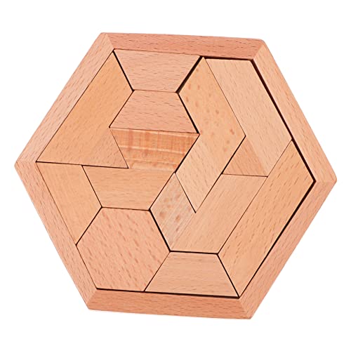 FOYTOKI 1 Satz Holzpuzzle für Geometrisches Hexagon Puzzle aus Buchenholz Teiliges Montessori für Vorschulkinder Form und Farbverständnis von FOYTOKI