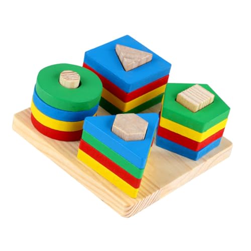 FOYTOKI 1 Satz Holzspielzeug für Pädagogisches Geometrisches Lernspielzeug zur Farberkennung und Formkognition für Vorschulkinder Fördert Hand Augen Koordination und Kreative Fähigkeiten von FOYTOKI