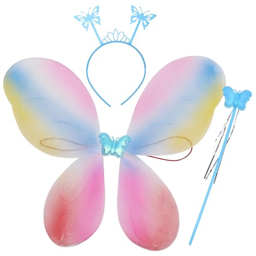 FOYTOKI 1 Satz Kostümset mit Bunten Feenflügeln für Erwachsene Karneval Halloween Fasching und Rollenspiele Leuchtendes Design Anpassbare Passform von FOYTOKI