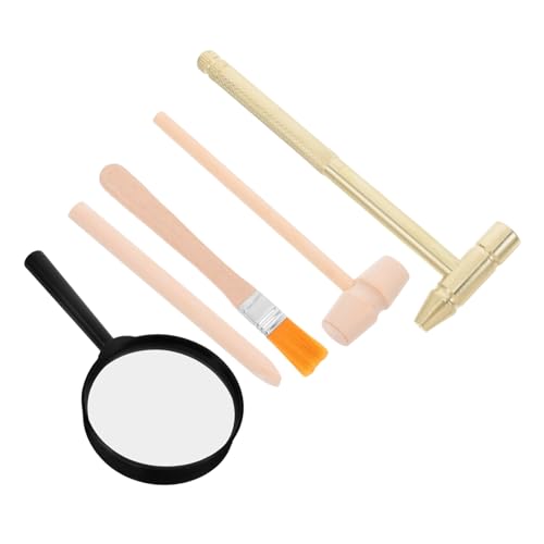 FOYTOKI 1 Set Kinder Dig Tool Spielzeug Set Dinosaurier Dig Tools Edelstein Ausgrabung Kit Mini Hammer Lupe Pinsel Meißel Tool Kit Rollenspiel Dig Kit Spielzeug von FOYTOKI