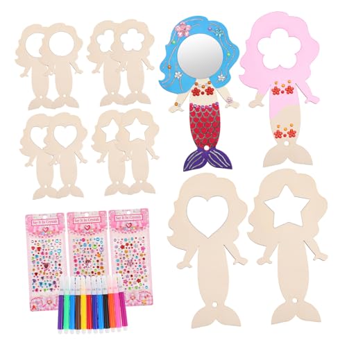 FOYTOKI 1 Set Meerjungfrau Spiegel Für Mädchen Geburtstag Geburtstag Basteln Für Handspiegel Dekoration DIY Handgefertigt Spiegel Partygeschenke Spiegel Für Spiegel Buchsbaum von FOYTOKI