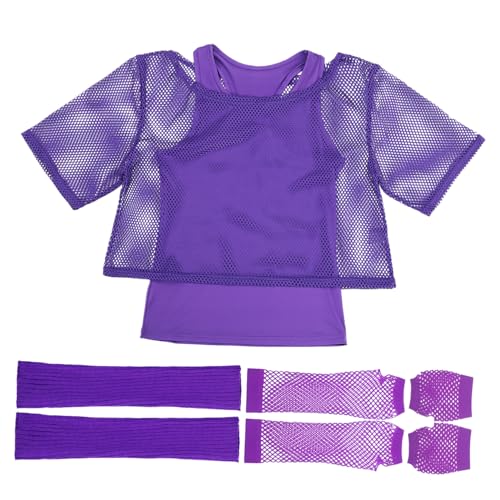 FOYTOKI 1 Set Party-Outfits Zum Thema 80er: Kostümzubehör Für Damen – Netzhemd, Handschuhe Und Beinstulpen Für Karnevals- Und Geburtstagsparty-Outfits von FOYTOKI