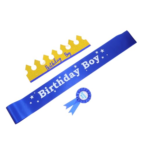 FOYTOKI 1 Set Verstellbares Kronen-geburtstagsset Für Jungen, Schärpe, Abzeichen Und Stirnband Für Kinder, Teenager, Männer, Party-anzug Für Wiederverwendbare Party-dekorationen FOYTOKI 1 Set Verstellbares Kronen-geburtstagsset Für Jungen, Schärpe, Abzeichen Und Stirnband Für Kinder, Teenager, Männer, Party-anzug Für Wiederverwendbare Party-dekorationen von FOYTOKI