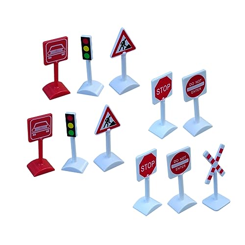 FOYTOKI Lernspielzeug Für Kinder 11St Verkehrszeichen-Ornamente Mini-Verkehrsschild Mini-Leitkegel Kinderspielzeug Puzzle-Spielzeug von FOYTOKI