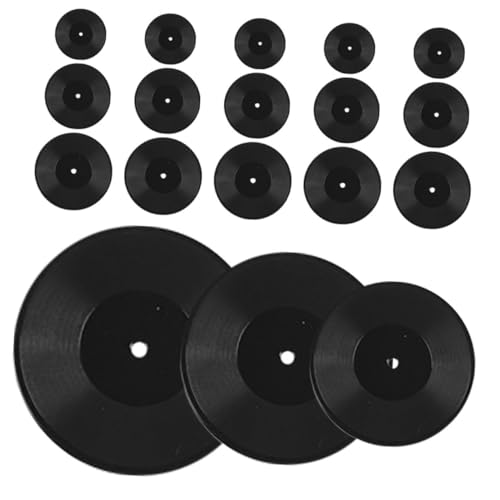 FOYTOKI 18 Stück Teiliges Mini Vinyl Schallplatten Puppenhaus Dekoration Lifelike Schwarz Miniatur Schallplatten für Sammler und Puppenhaus Zubehör Realistische Vinyl Modelle von FOYTOKI