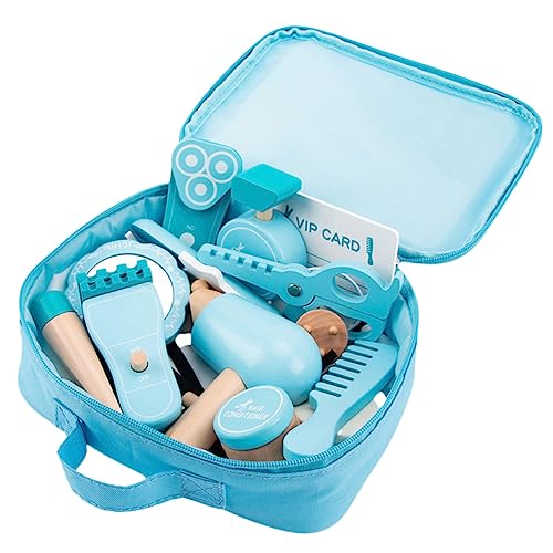 FOYTOKI 1Satz Friseur für Holzspielzeug mit Haarschneider und Styling Zubehör Kreatives Rollenspiel für Jungen und für Kindergeburtstage und Feiertage von FOYTOKI