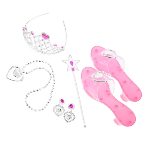FOYTOKI 1satz Prinzessinnen Kostümset Mit Krone Zauberstab Ohrringen Halskette Und High-heels Für Junge Mädchen Für Geburtstagsfeiern Weihnachten Cosplay Und Mehr von FOYTOKI