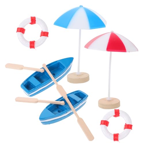 FOYTOKI 1Satz Mini Strand Dekoration Teiliges Mikro Landschaftsspielzeug mit Boot Schwimmring für Hausgartenkunst Requisite für Kreative Szenen von FOYTOKI