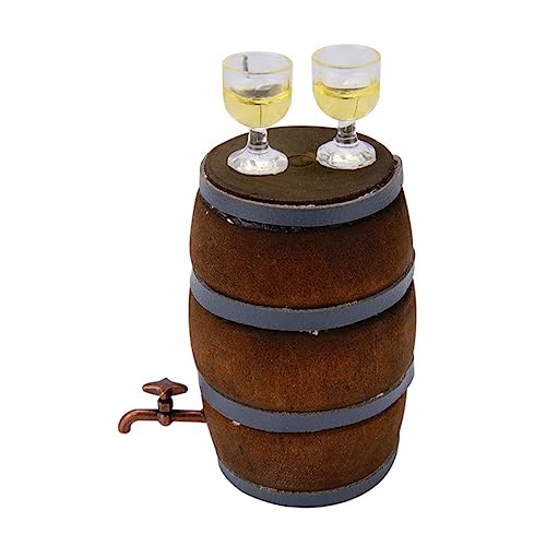 FOYTOKI 1Satz Mini Weinfass mit Teiliges Puppenhaus Zubehör Mini Holzfass Dekoration für Weinliebhaber für Enthusiasten und DIY Projekte von FOYTOKI