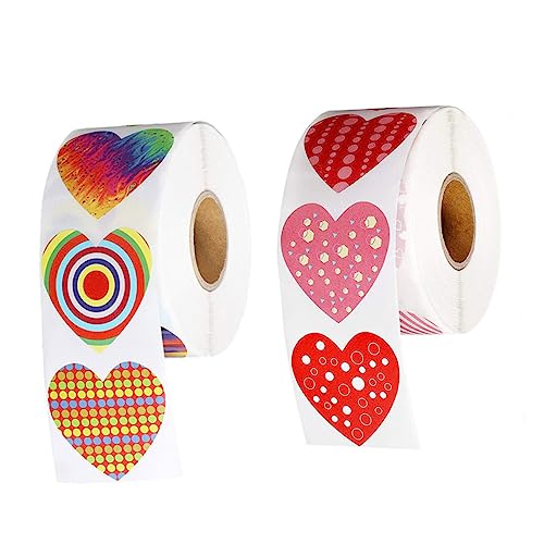 FOYTOKI 2 Rollen Herzförmige Aufkleber Selbstklebende Etiketten für Valentinstag DIY Dekoration für und Verpackungen Rot Designs von FOYTOKI
