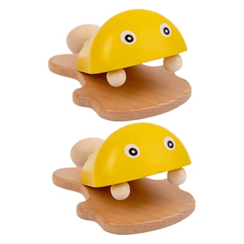FOYTOKI 2 Stück Holz Fisch Castagnetten Bunt Musikinstrument Vorschule Motorik Hand Auge koordination Rhythmustraining von FOYTOKI