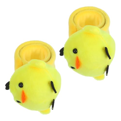 FOYTOKI 2 Stück Huhn-Schlag-Armband, Plüschtier, Bezaubernde Stofftier-schnappbänder, Bezauberndes Handgelenk-Schlag-Armband, Handgelenk-Schlag-Band, Spielzeug-Tier-schnapparmbänder von FOYTOKI