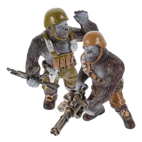 FOYTOKI 2 Stück Schimpanse Tierfigur Kunststoffmodell Lustige Deko für Kinderzimmer Geburtstagsgeschenk für Jahre und Älter Detailreiche Tierfiguren Kreativität und Konzentration von FOYTOKI