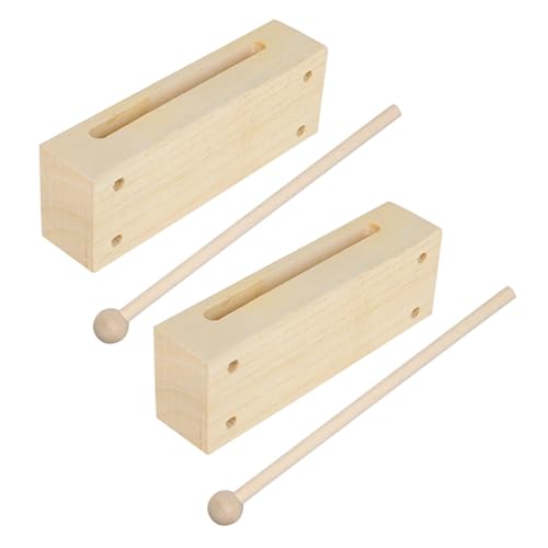 FOYTOKI 2Sätze Doppelter Klangblock aus Holz Schlaginstrumente für Musikunterricht Holzhammer für Rhythmusspiele und Musikausbildung von FOYTOKI