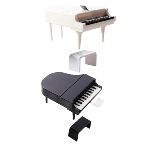 FOYTOKI 2Sätze Klaviermodell mit Hocker Dekoratives Puppenhaus Klavier aus Robustem Material für Mini Häuser und Kreative Mikrolandschaften Teilig von FOYTOKI