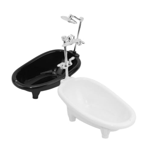 FOYTOKI 2Stücke Badewanne Set für Puppenhaus Badezimmer für Rollenspiele und Dekoration Fördert Motorische Fähigkeiten und Familienbindung von FOYTOKI