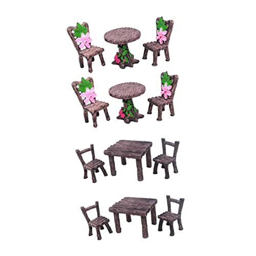 FOYTOKI 4 Sätze Möbel für Pflanzen Dekoration Resin und Stühle für Mini Gartenlandschaften für DIY Projekte von FOYTOKI
