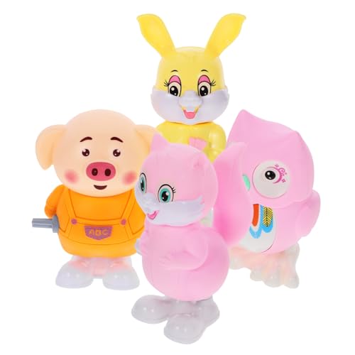 FOYTOKI 4 Stück Teiliges Aufziehspielzeug mit Cartoon Tieren Lernspielzeug Beliebte Squirrel Rabbit Owl Pig für Kreative Spielstunden im Freien Zufällige Farbe von FOYTOKI