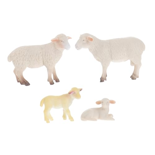 FOYTOKI 4 Stück Tiermodell der Schaffamilie geburtstagsdeko kindergeburtstags Dekoration Tierfiguren für Puppentheater Simulations Tierfiguren Schaf-Tier-Modell PVC von FOYTOKI