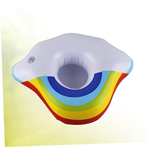 FOYTOKI 4 Stücke Becherhalter Aus PVC Regenbogenfarben Aufblasbar Schwimmt Aufblasbarer Pool Schwebend Schwimmer Für Den Pool Aufblasbares Tablett Zum Servieren Von Getränken von FOYTOKI