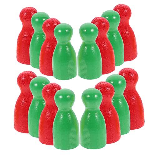 FOYTOKI 48 Stück Holzspielsteine Mensch Form für Brettspiele Rote Grüne Marker Zubehör für Schach Dame und Lernspielzeug von FOYTOKI