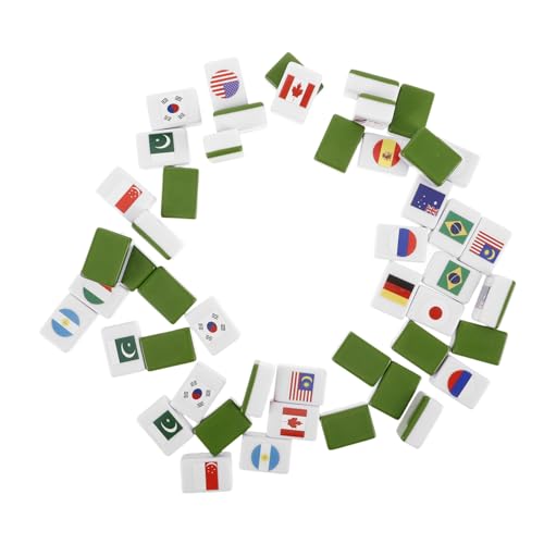 FOYTOKI 48pcs Spielblöcke Mahjong Set 48 Fliesen Flaggenmuster Spiele Mahjong Fliesen Set Für Erwachsene Kinder Picknick Party von FOYTOKI