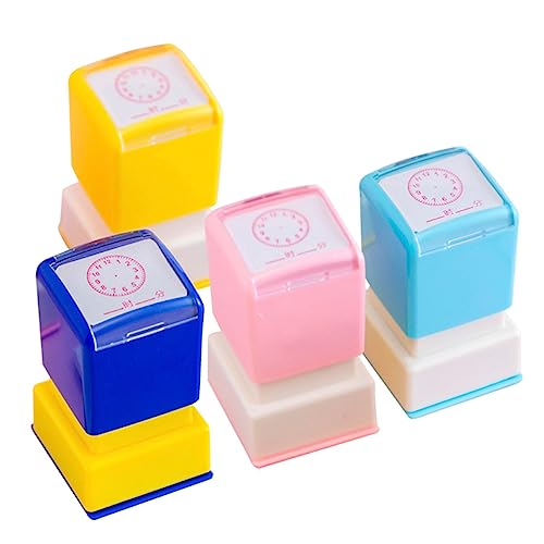FOYTOKI 4Stücke Kinderstempel Pädagogische Uhrzeit Stempel für Analog und Digitalzeit Lehrmittel für Randomisierte Farben aus Robustem Material von FOYTOKI