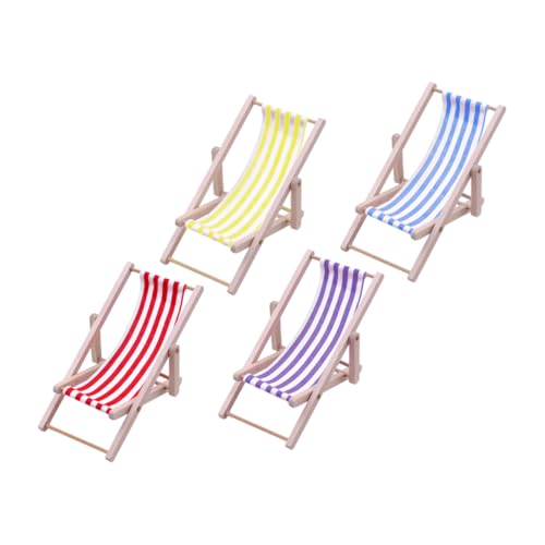FOYTOKI 4Stücke Strandstühle aus Holz für Puppenhausmöbel Klappstuhl Deko für Mikrolandschaften und Kreative Szenendekoration von FOYTOKI