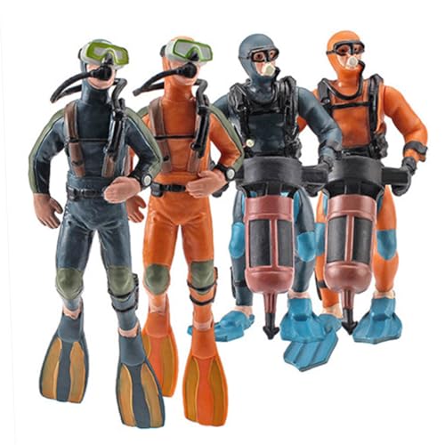 FOYTOKI 4Stücke Taucher Figuren Unterwasser Dekoration für Aquarium Landschaft Robuste Taucher Ornamente Perfektes für Fischliebhaber von FOYTOKI
