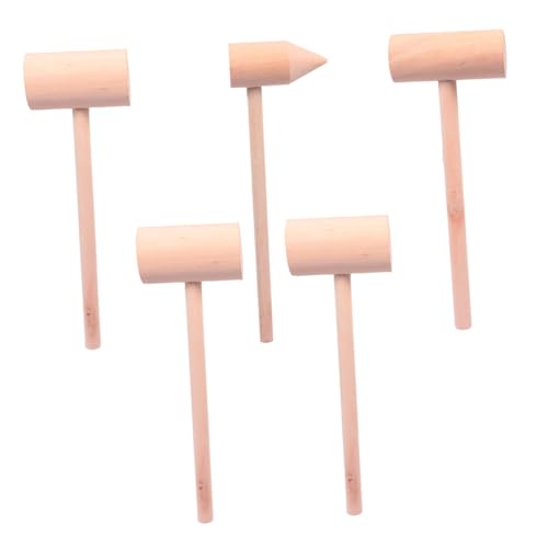 FOYTOKI 5 Stück Teiliges Holzhammer für Sicherer und Langlebiger Spielzeughammer für Kreative Lernspiele und Bastelprojekte Mallets und Verschiedenen Köpfen von FOYTOKI
