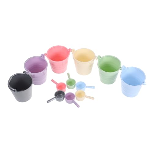 FOYTOKI 6 Sets Mini-strandeimer Aus Kunststoff Mit Schöpfkellen, Kleiner Eimer, Puppenhaus-sandeimer, BAU Von Strand- Und Sandkastenspielzeug Für Den Sommer, Praktisches Partygeschenk von FOYTOKI