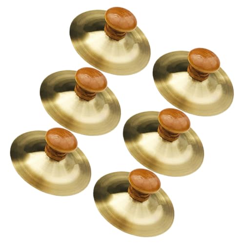 FOYTOKI 6 Stück Fingerzimbeln aus Metall mit Holzgriffen Teiliges für Erwachsene für Bauchtanz Früherziehung und Orff Musikunterricht von FOYTOKI